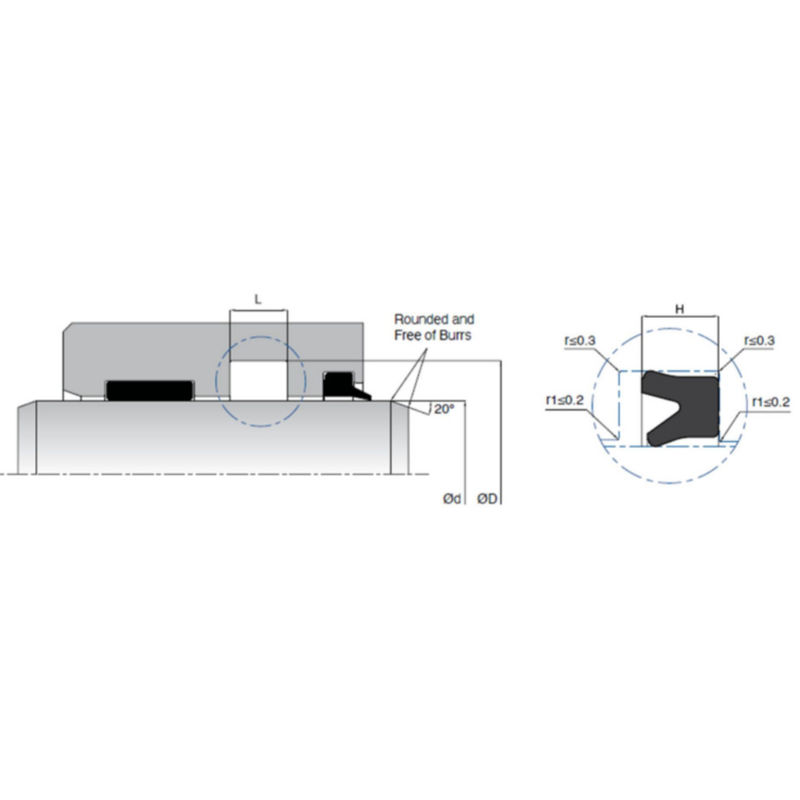 KL84 Pneumatic Rod Seals Single Acting Uring Type Thiết kế rãnh đơn giản