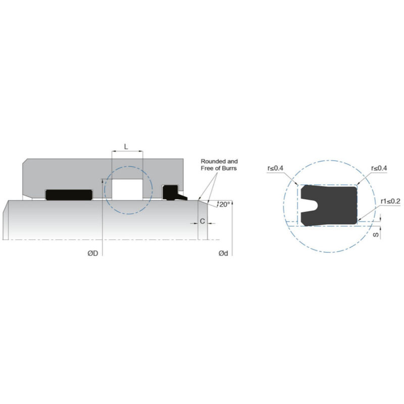 KL15 HNBR Rod Seal Hydraulic hoạt động đơn cho xi lanh trung bình đến hạng nặng