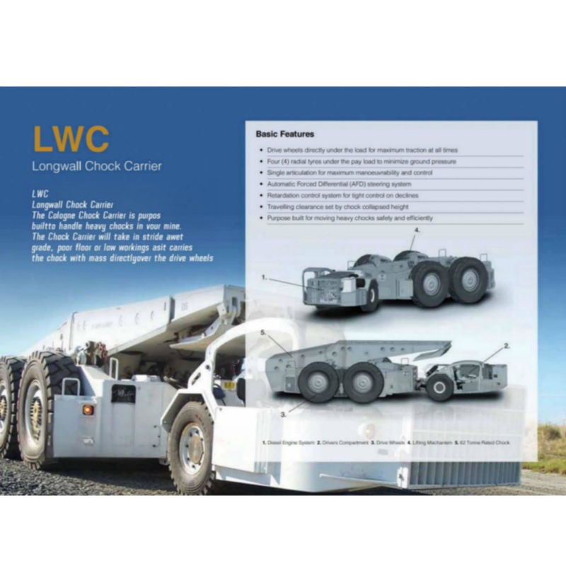 55/70T LWC Longwall Chock Carrier 10 Km/Hr 20 Km/Hr Đối với hoạt động dưới lòng đất mỏ than