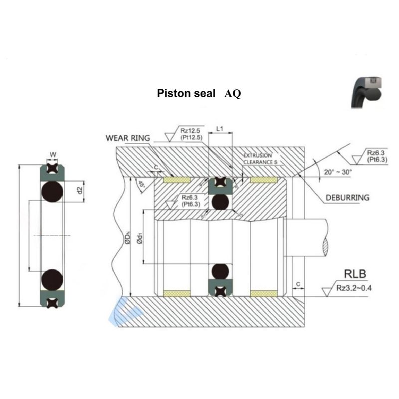 PTFE / NBR Bộ niêm phong piston hai chiều cho các bộ tích tụ piston, xi lanh hỗ trợ và xi lanh định vị