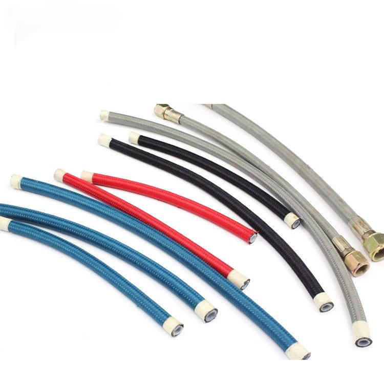 PTFE màu đen bạc thép không gỉ trâu ống dẫn nhiên liệu ống dẫn nhiên liệu không tĩnh xe đua xe thép trâu ống dẫn nhiên liệu